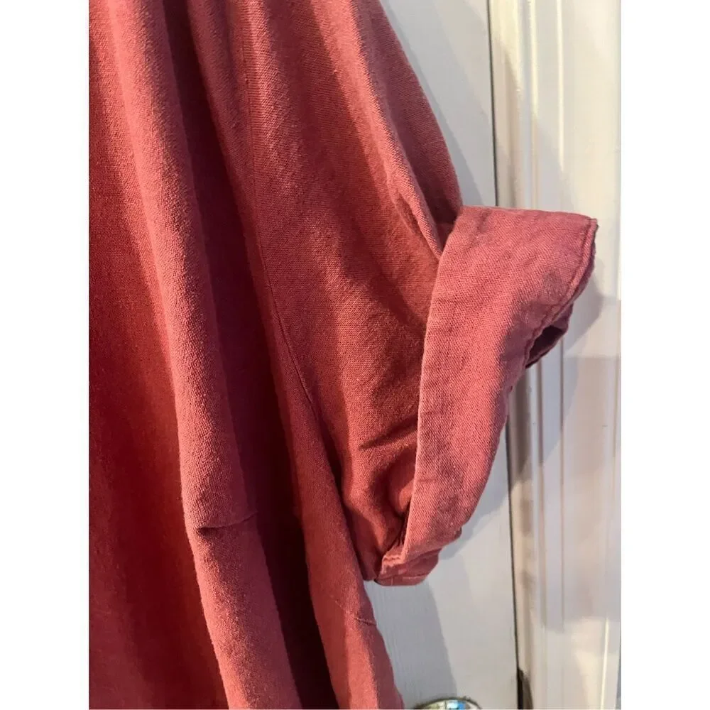 Ellos Burgundy Sunwashed Linen Blend Lagenlook Top sz 2X 26/28 - Picture 7 of 10